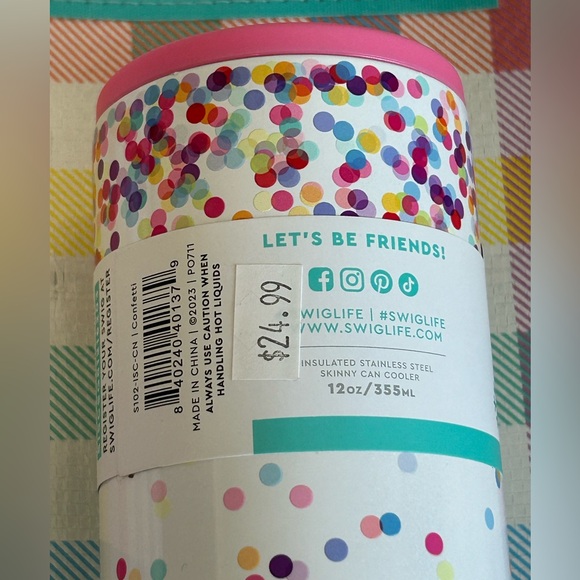 NWT SWIG LIFE 12 OZ INSULATED STAINLESS SKINNY CAN COOLER & LAMINATED TOTE BAG - Picture 6 of 12